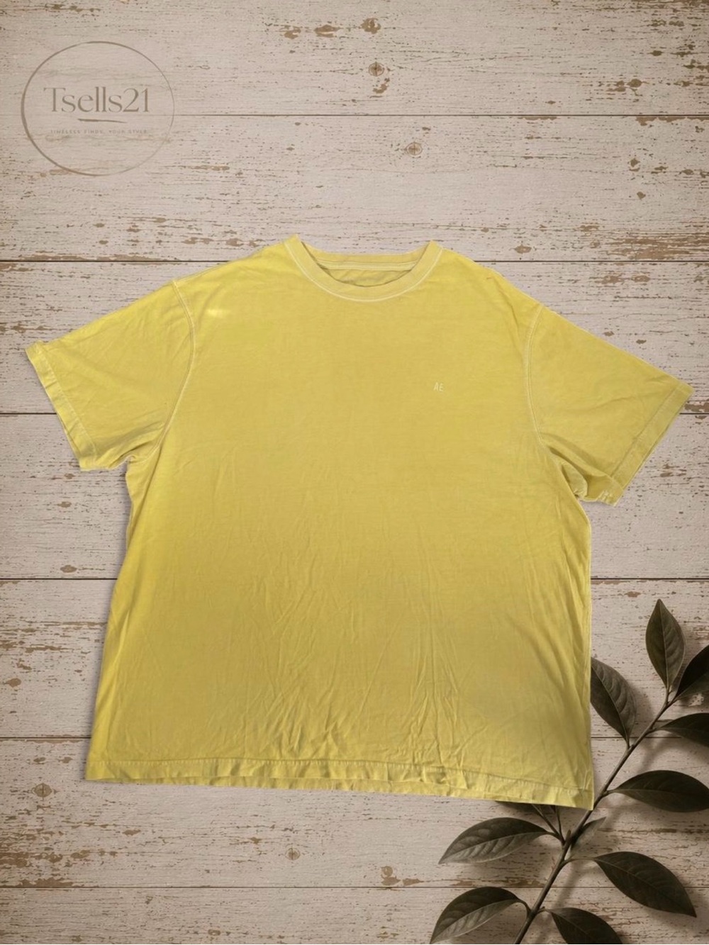 American Eagle Washed Yellow Lived-In Crewneck Tee - Size XXL